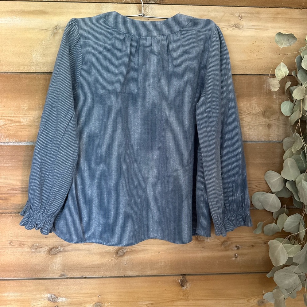 a.n.a Blue Ruffled Blouse - Picture 6 of 6